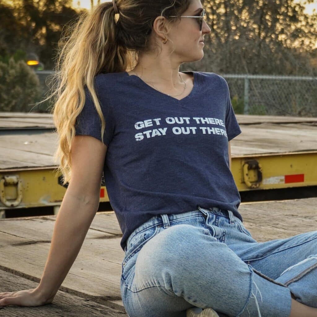 Lauren From Go Play Outside Wearing Battle Born Batteries Merch